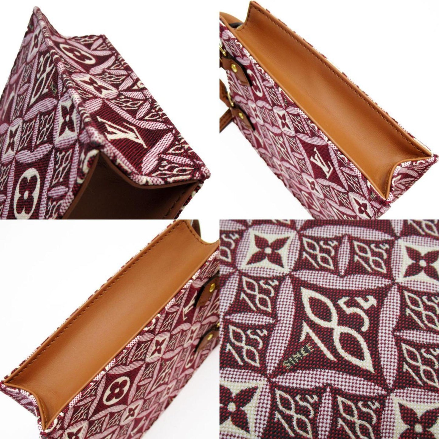 Louis Vuitton Brown Burgundy Canvas Leather Handbag Shoulder Bag