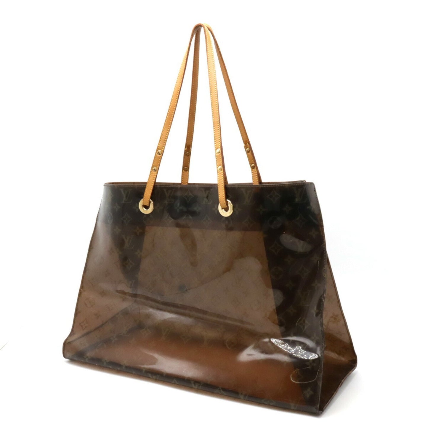 Louis Vuitton Brown Clear Vinyl Leather Beach Bag Shoulder Bag Tote Bag
