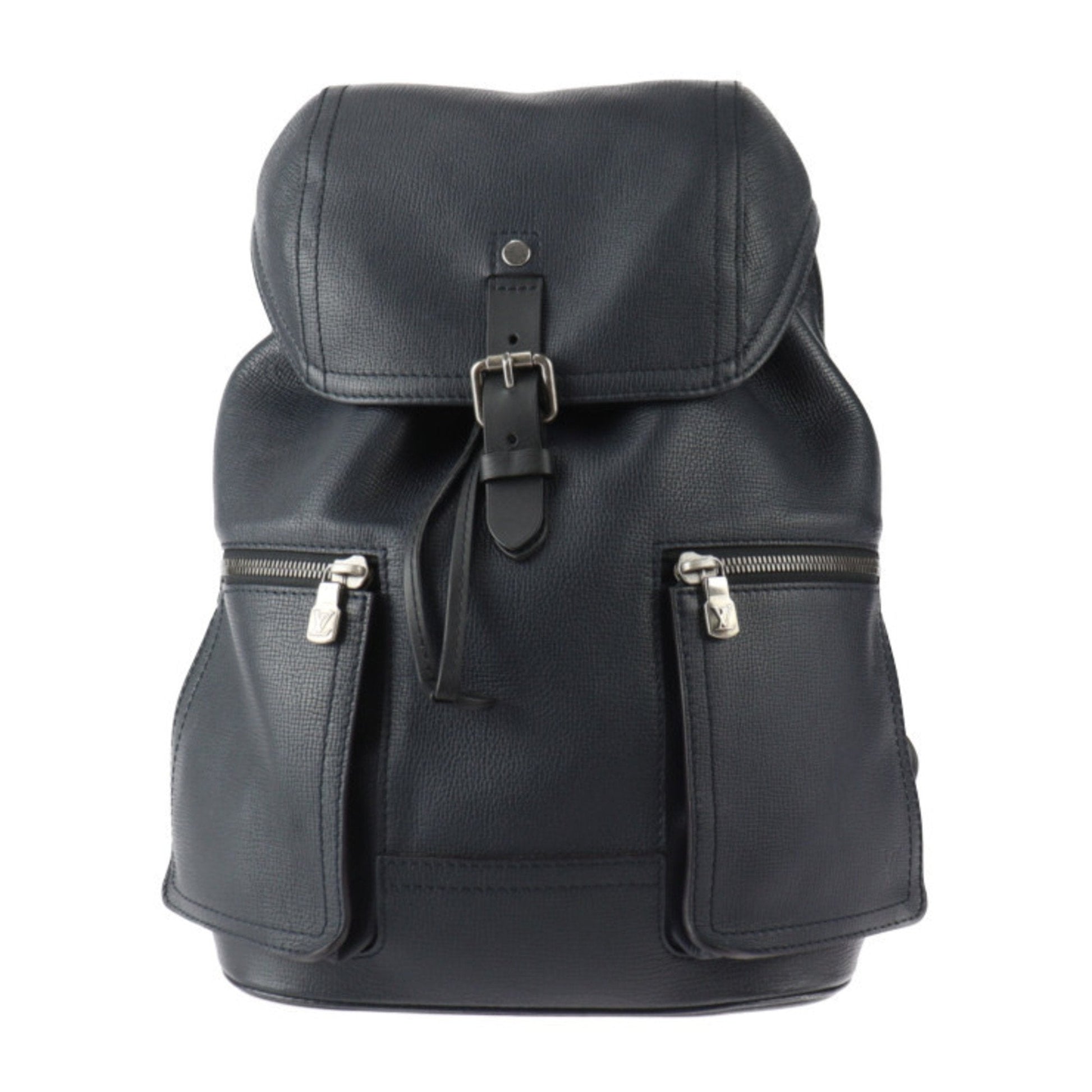 Louis Vuitton Navy Blue Utah Leather Backpack Handbag ()