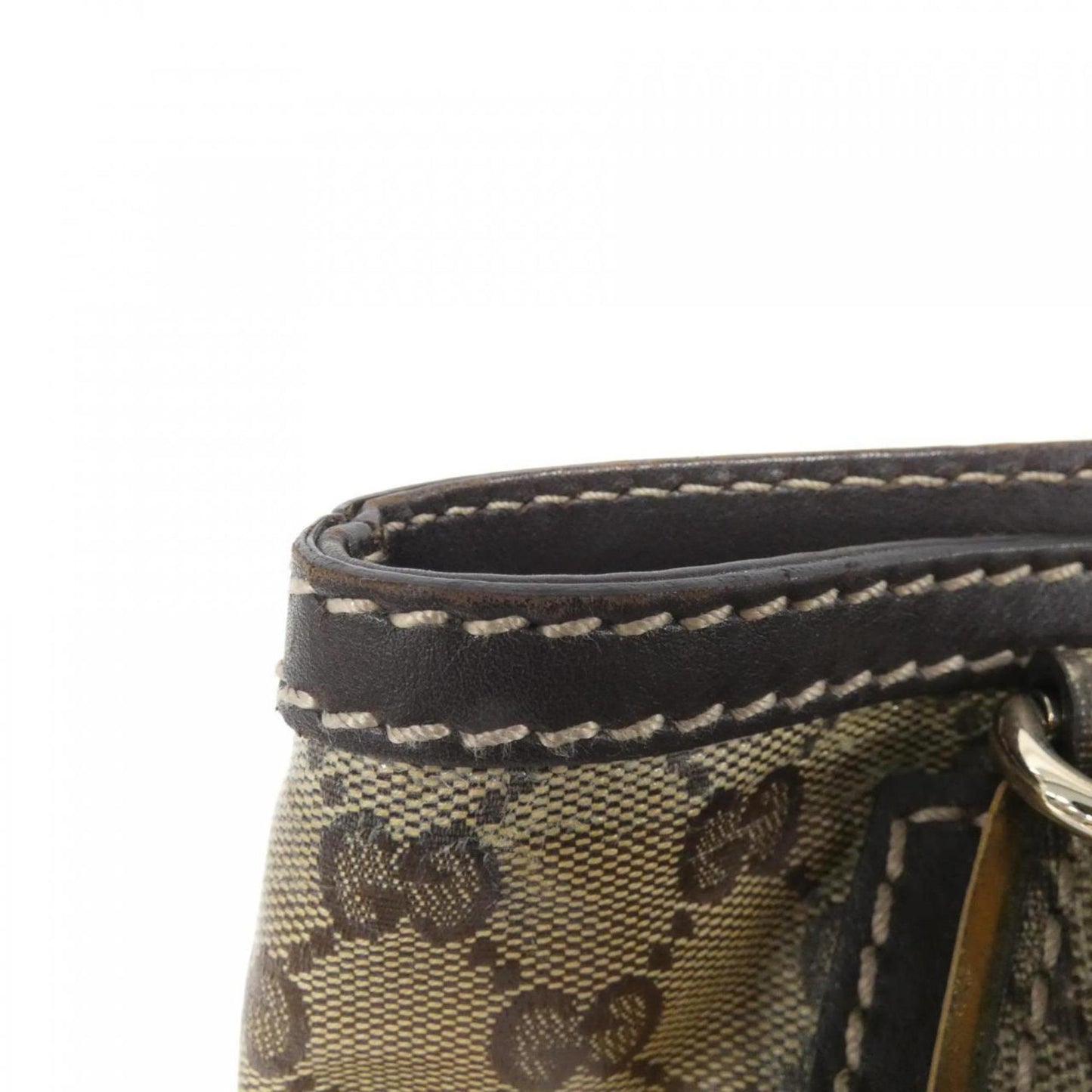 Gucci Beige Brown Coated Canvas Leather Handbag