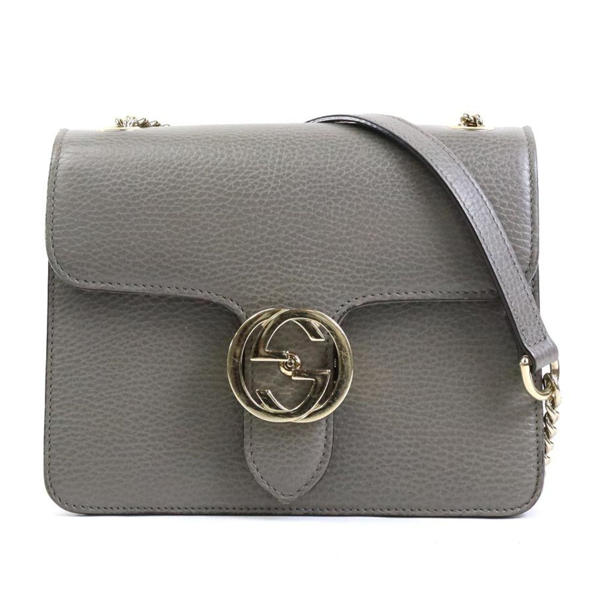 Gucci Gray Leather Metal Shoulder Bag ()