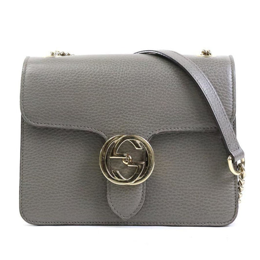 Gucci Gray Leather Metal Shoulder Bag ()