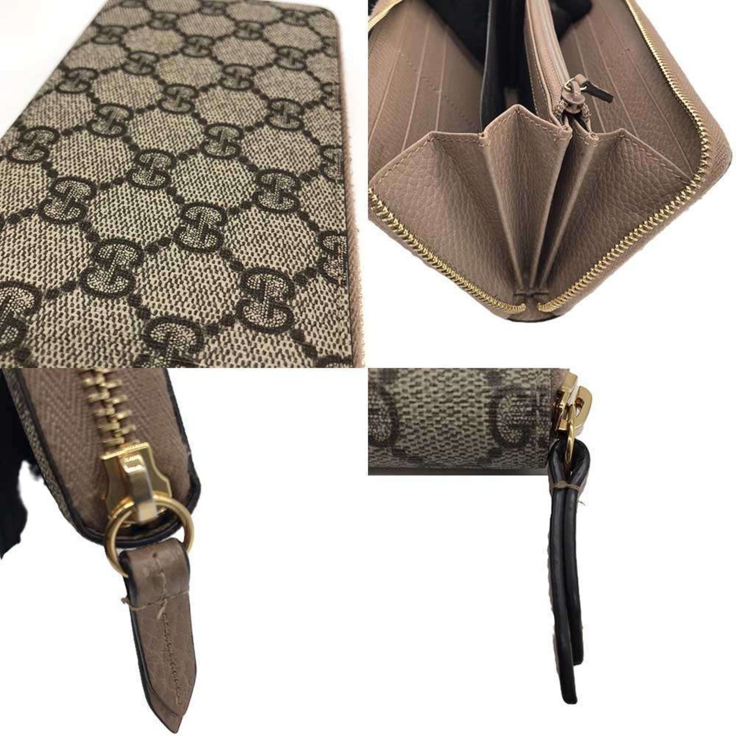 Gucci Beige Gg Supreme Long Wallet (Bi-Fold)