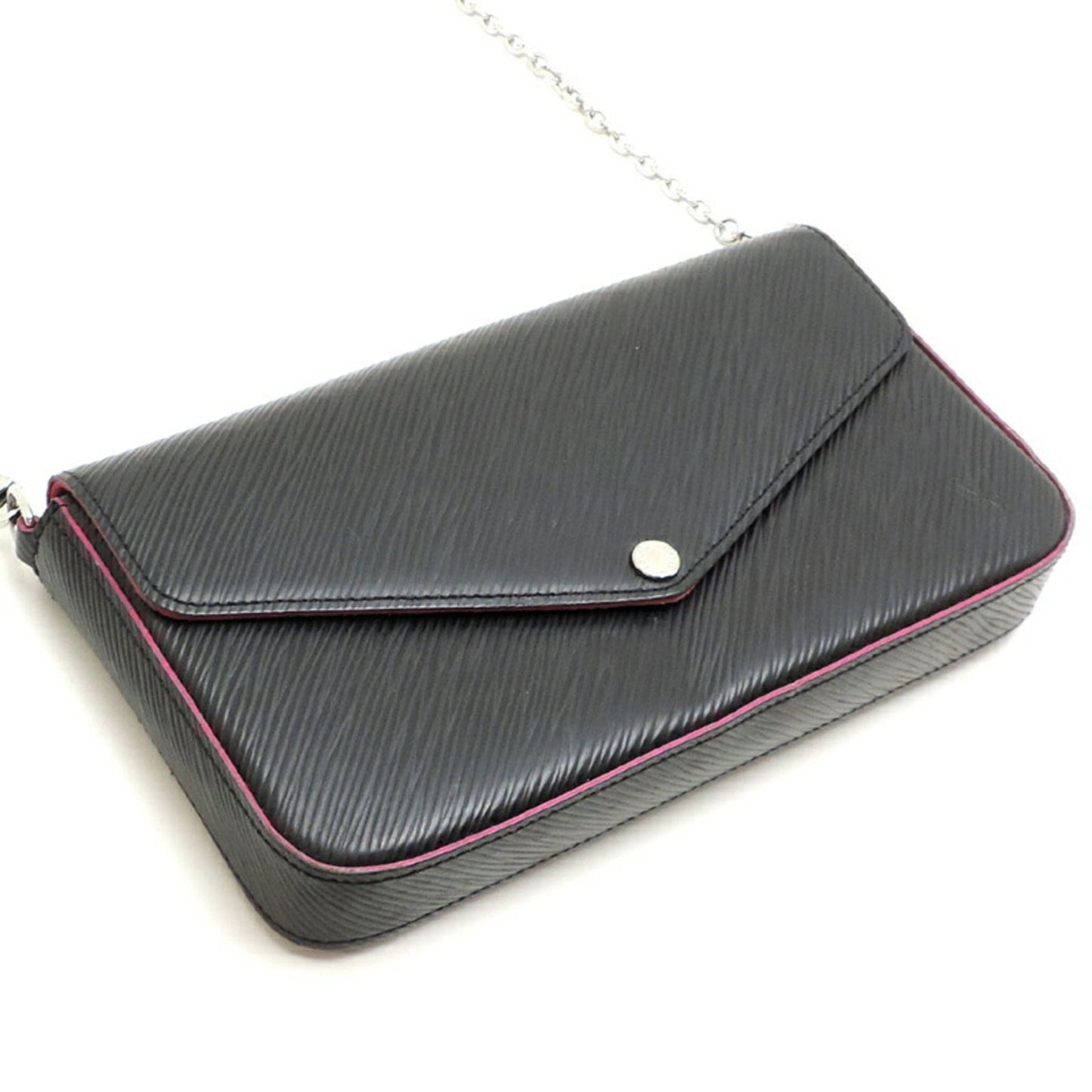 Louis Vuitton Black Hot Pink Noir Pink Epi Leather Chain/Shoulder Wallet