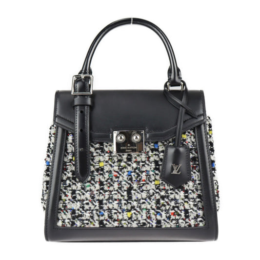 Louis Vuitton Black Multi-Color Leather Tweed Handbag Shoulder Bag ()