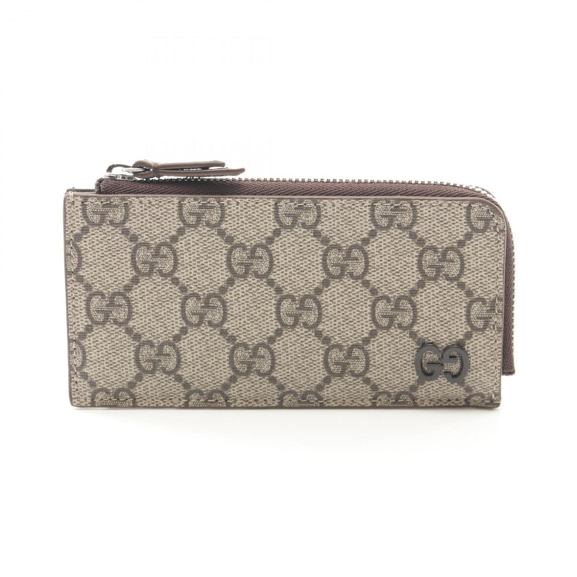 Gucci Beige Brown Coated Canvas Leather Coin Purse/Coin Case ()