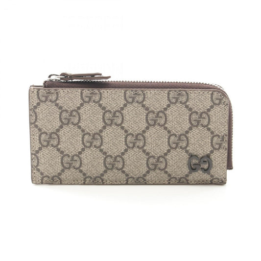Gucci Beige Brown Coated Canvas Leather Coin Purse/Coin Case ()