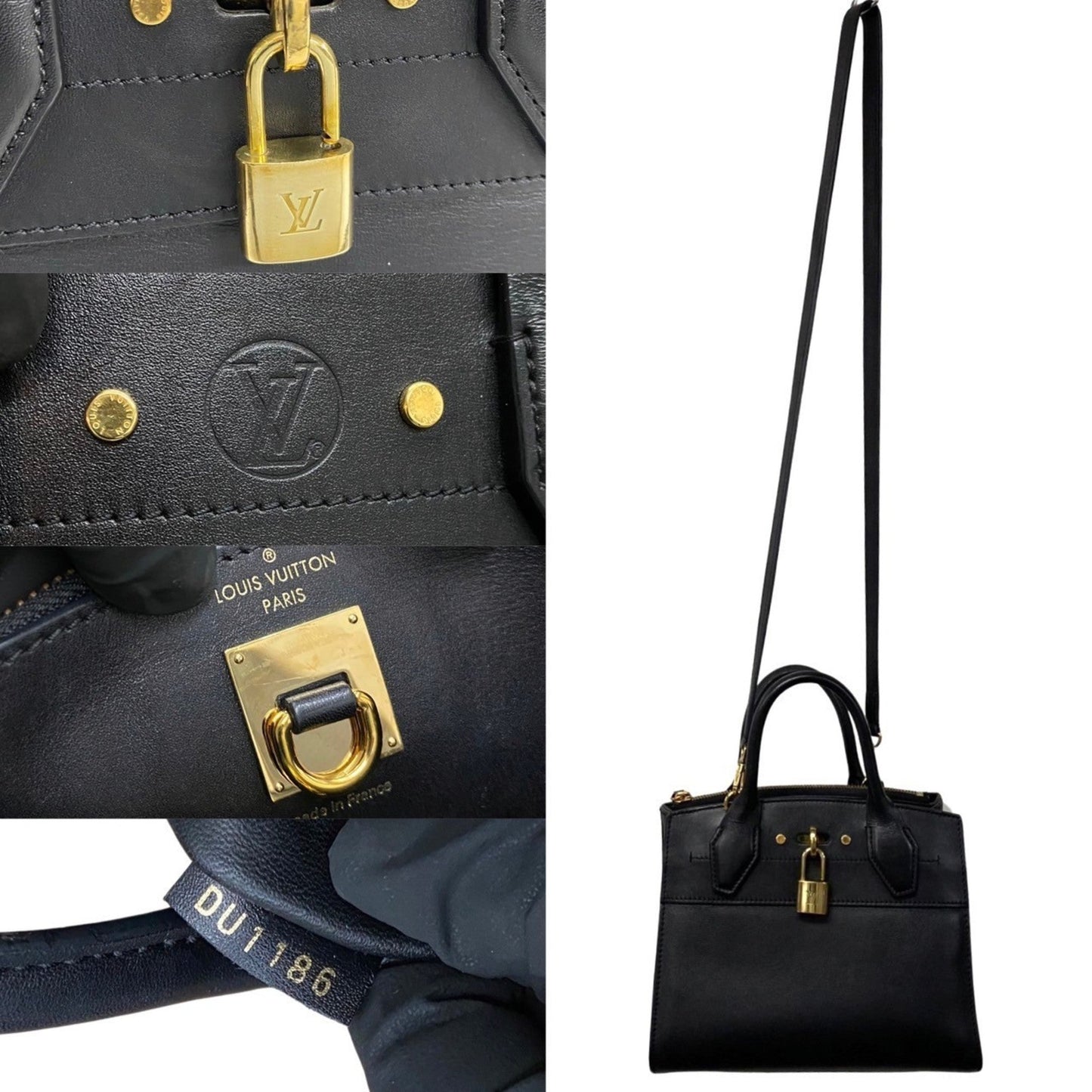 Louis Vuitton Black Leather Handbag Shoulder Bag