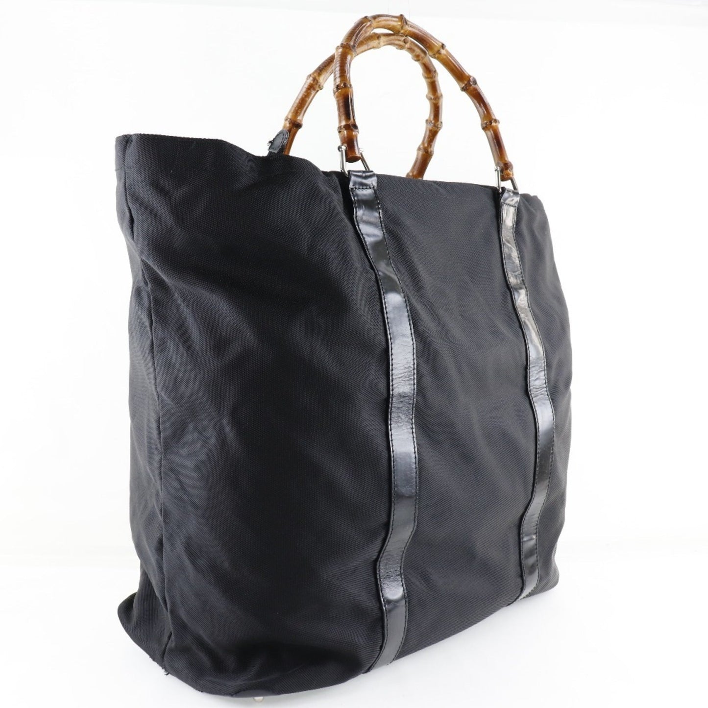 Gucci Black Brown Nylon Canvas Tote Bag