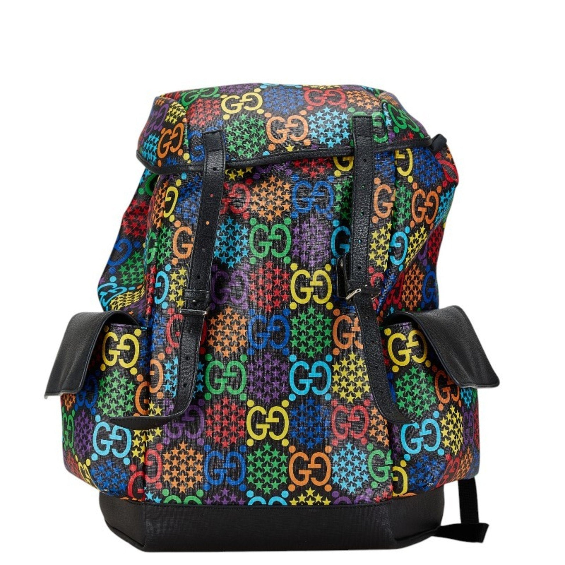 Gucci Black Multi-Color Pvc Leather Backpack ()