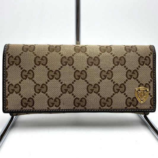 Gucci Brown Gg Canvas Leather Long Wallet (Bi-Fold) ()