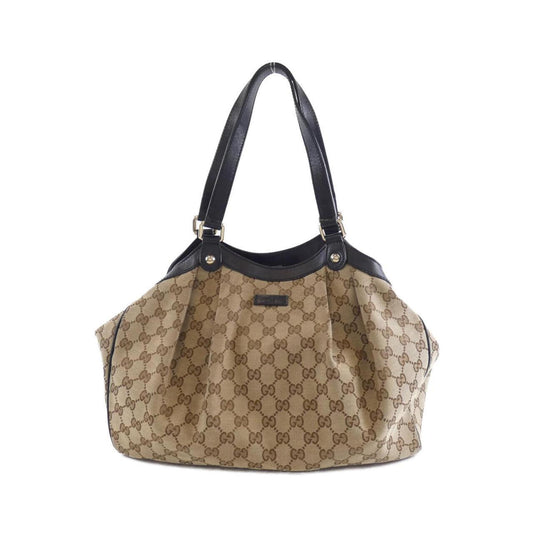 Gucci Gg Canvas Beige Black Gg Canvas Shoulder Bag ()