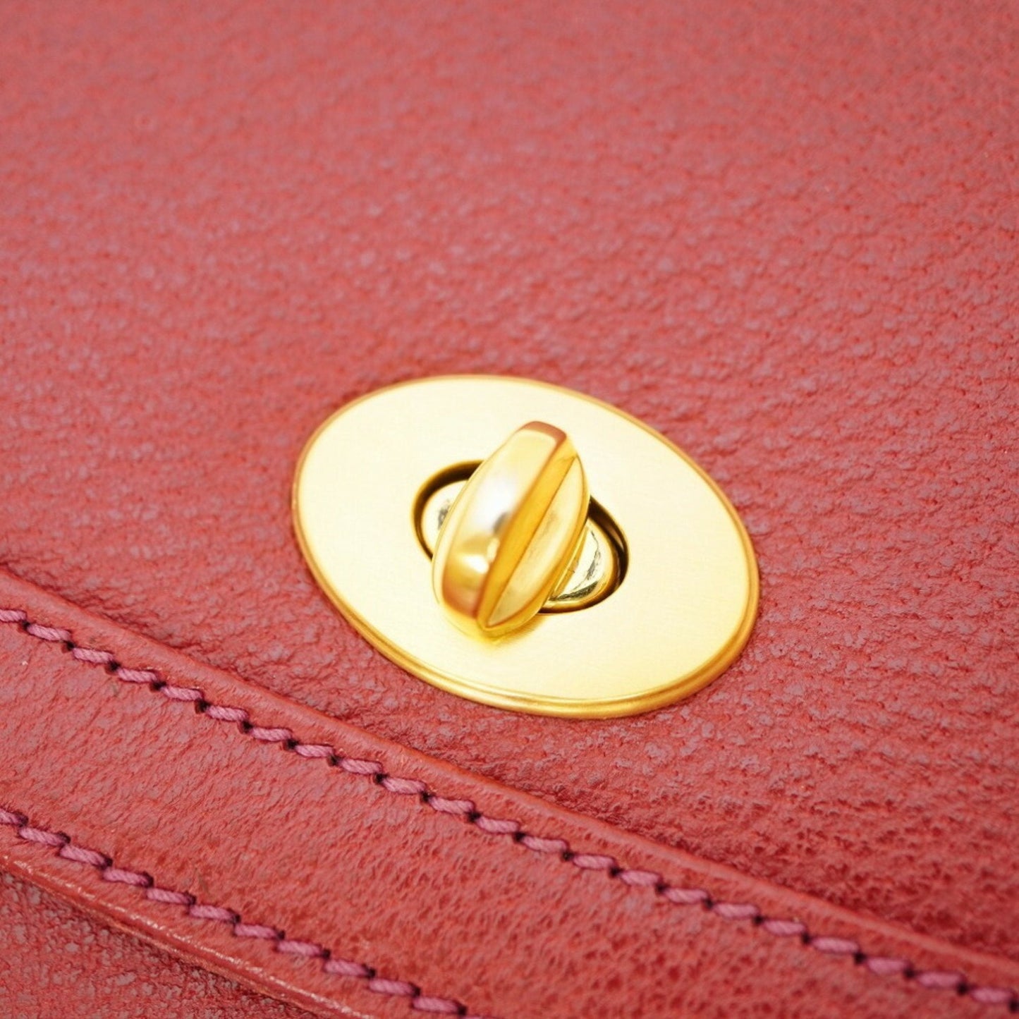Gucci Bamboo Red Color Leather Handbag