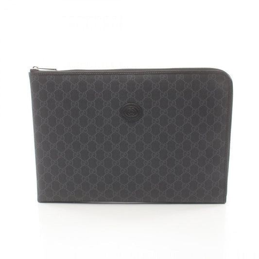 Gucci Black Pvc Coated Canvas Leather Clutch Bag Document Case ()