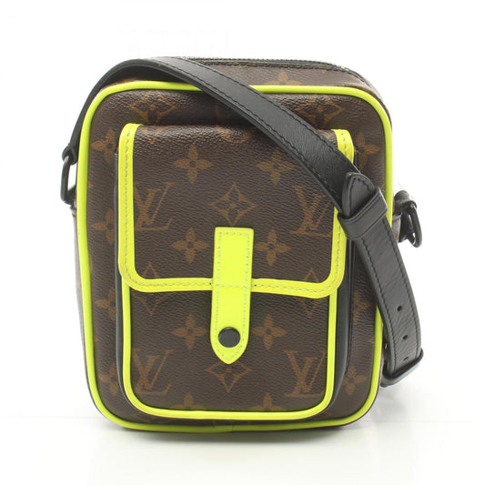 Louis Vuitton Black Brown Green Coated Canvas Leather Shoulder Bag ()