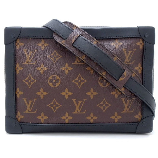 Louis Vuitton Black Brown Canvas Leather Shoulder Bag ()