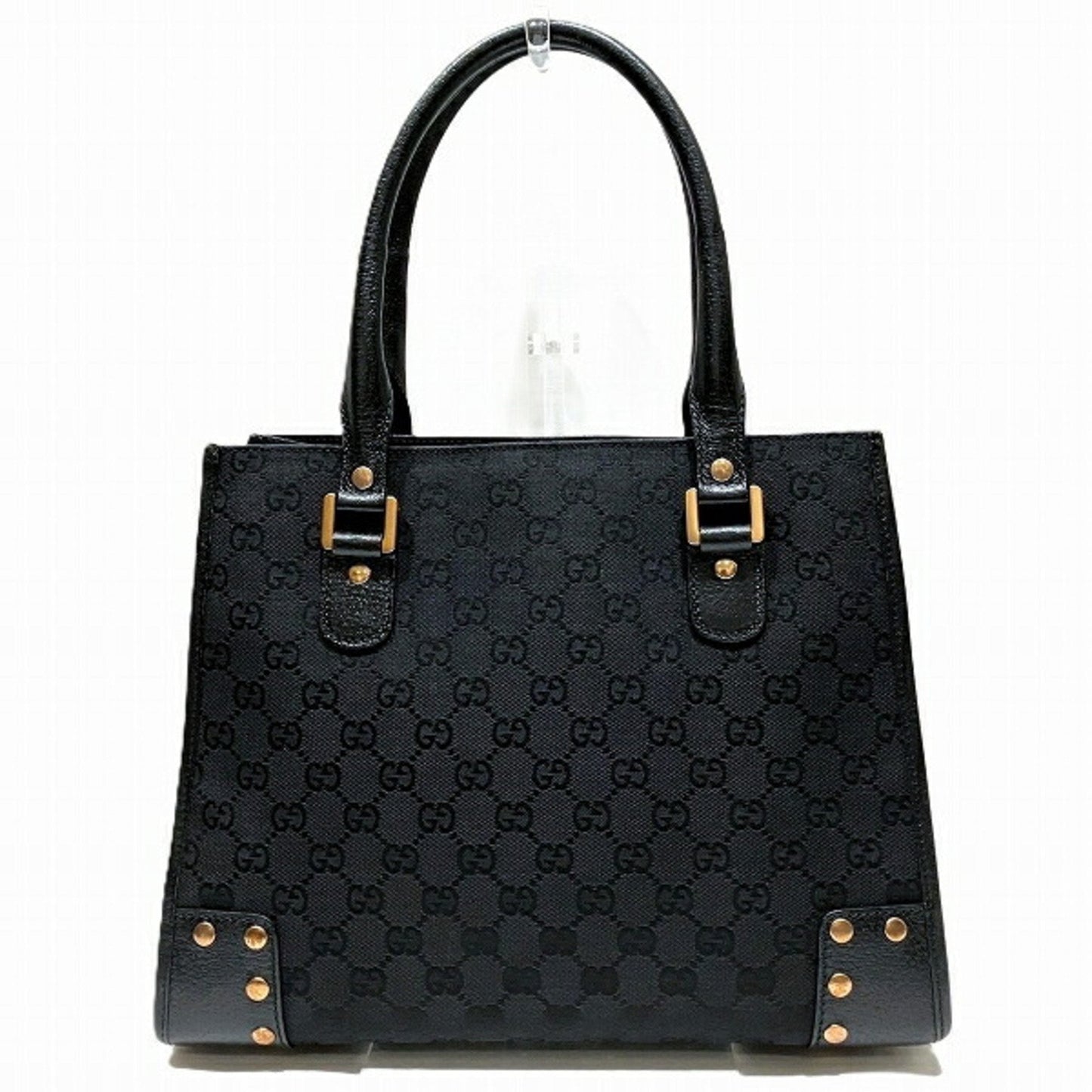 Gucci Black Canvas Leather Handbag Tote Bag