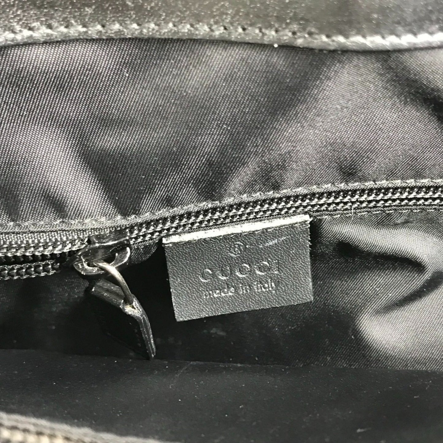 Gucci Black Nylon Leather Handbag Tote Bag