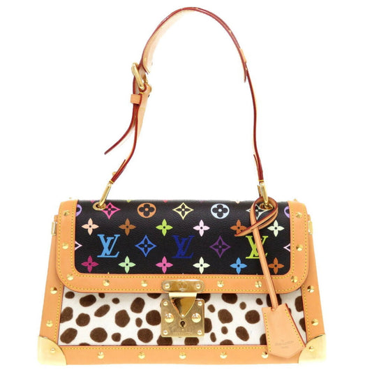 Louis Vuitton Black Multi-Color Noir Monogram Multicolore Leather Handbag Shoulder Bag ()