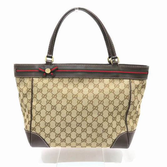 Gucci Brown Leather Canvas Handbag ()