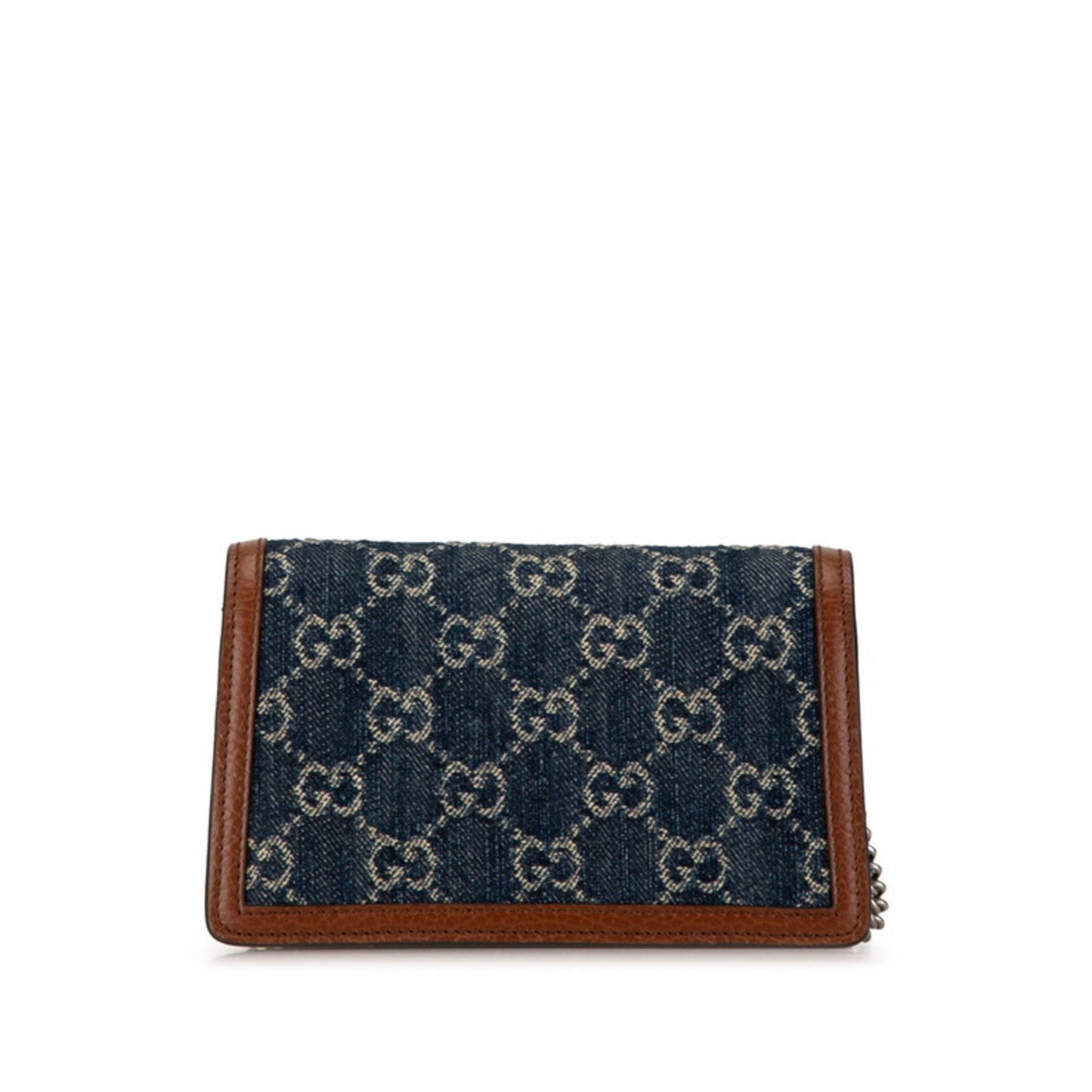 Gucci Brown Navy Denim Leather Shoulder Bag
