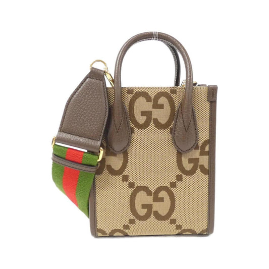 Gucci Beige Brown Canvas Leather Handbag ()