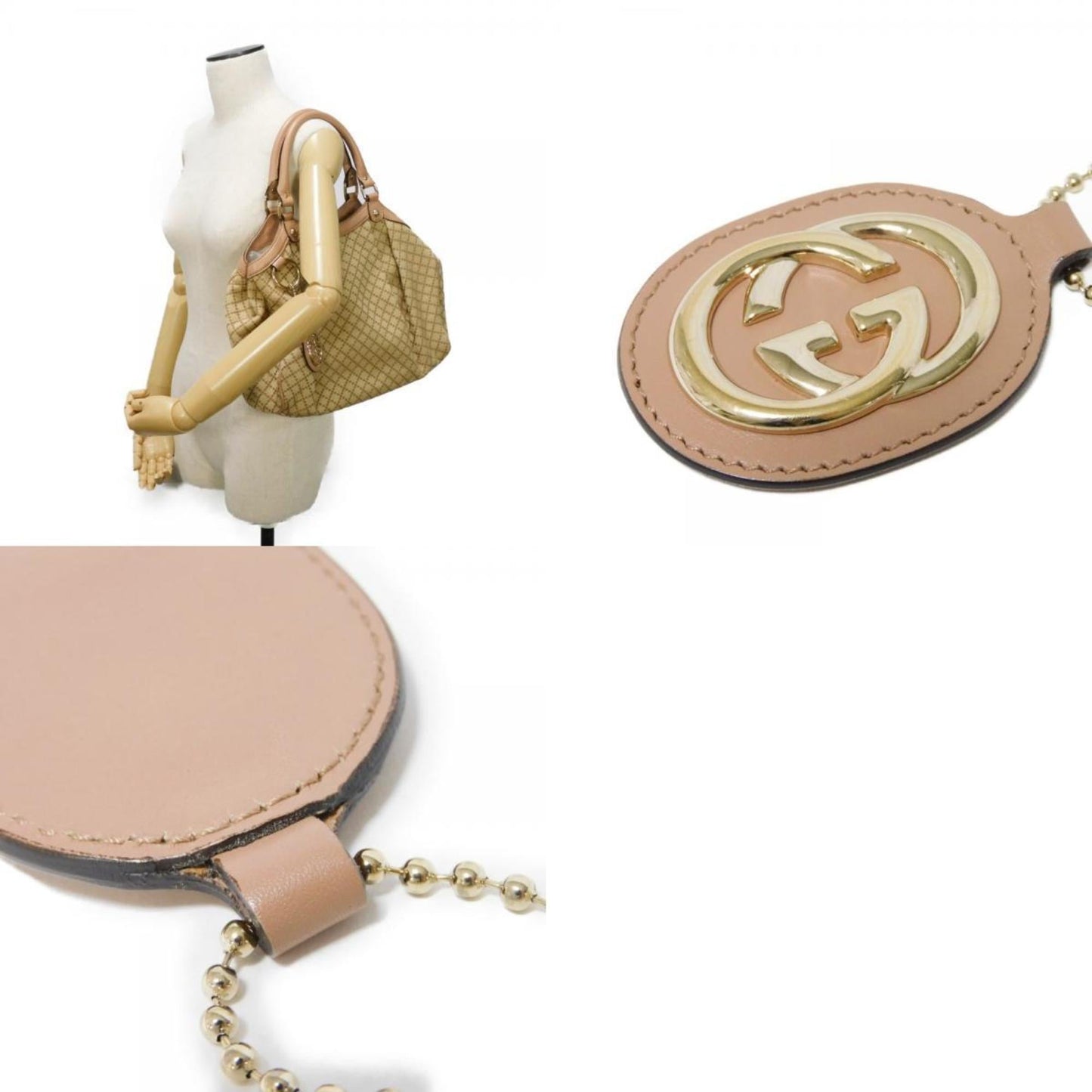 Gucci Beige Canvas Leather Handbag Tote Bag