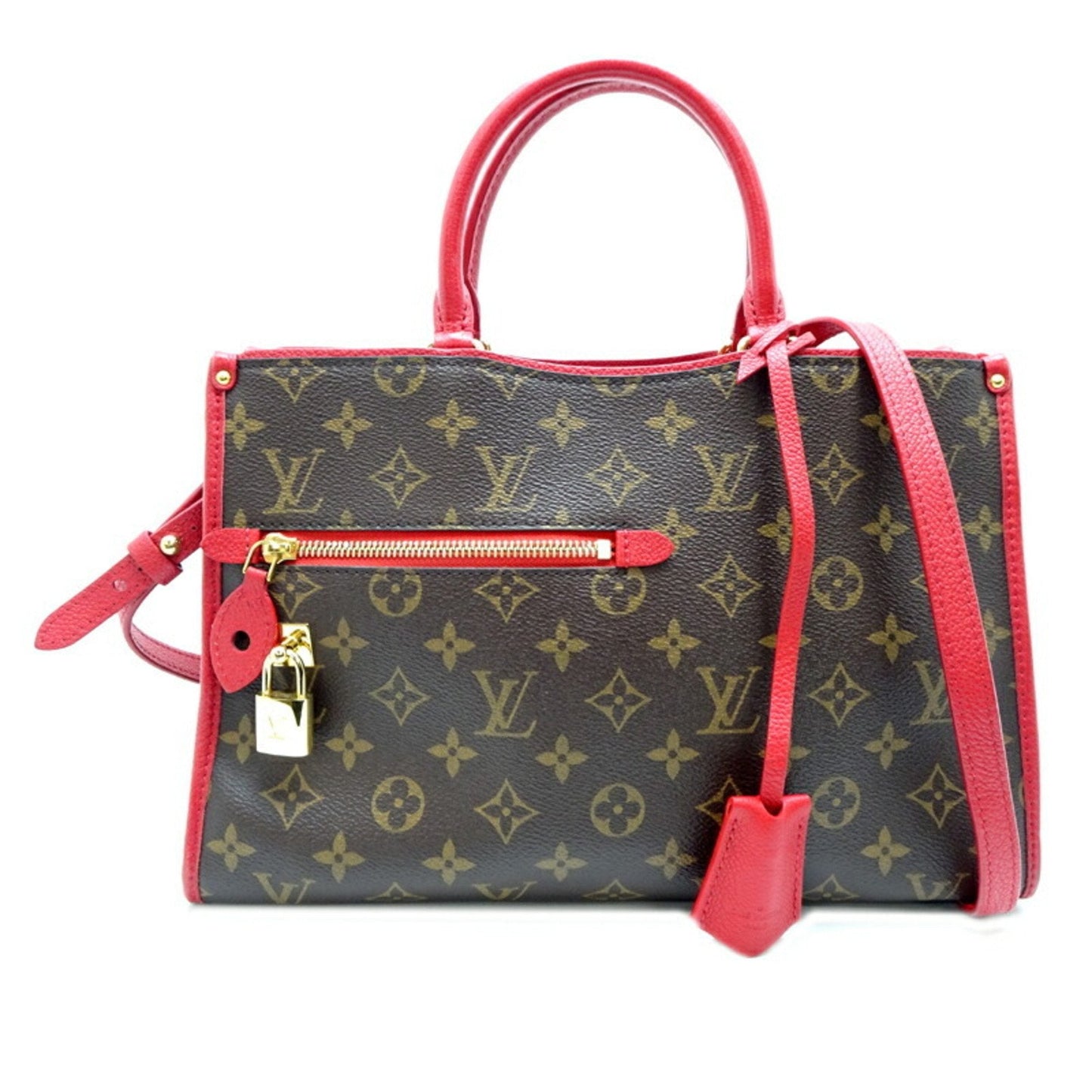 Louis Vuitton Brown Cerise Red Color Monogram Shoulder Bag ()