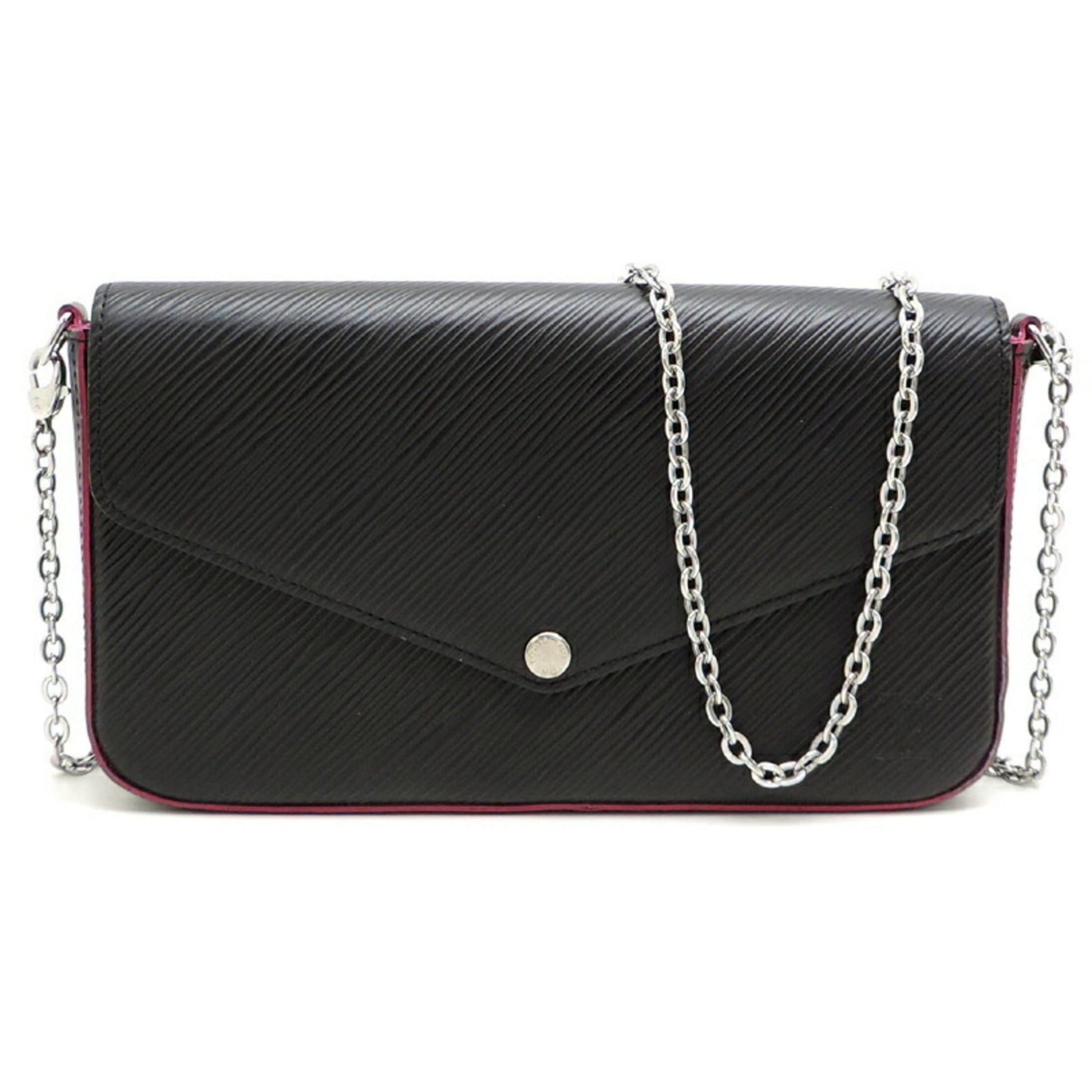 Louis Vuitton Black Hot Pink Noir Pink Epi Leather Chain/Shoulder Wallet ()