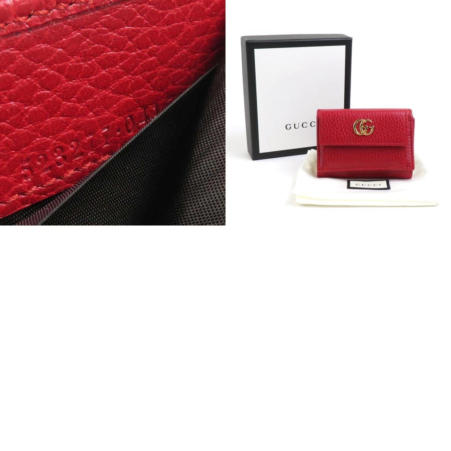 Gucci Red Color Leather Wallet (Tri-Fold)