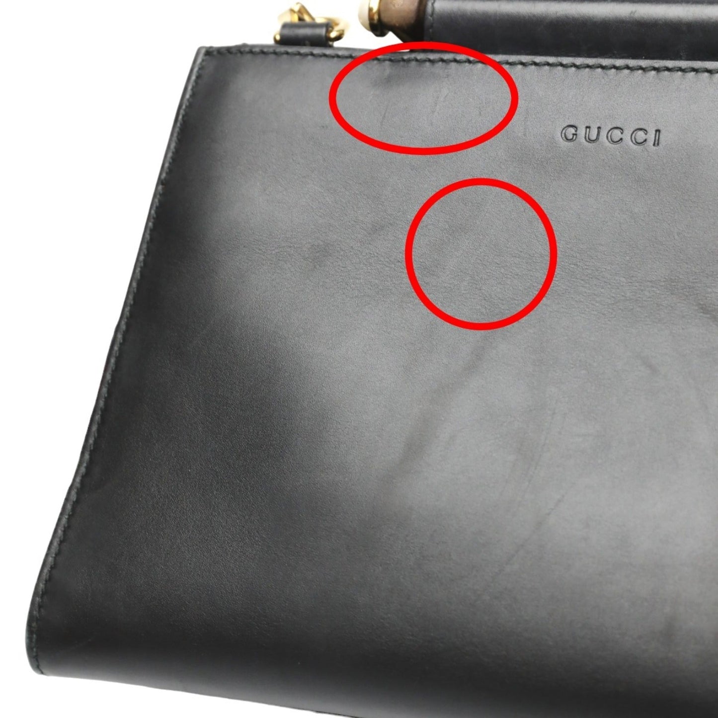 Gucci Bamboo Black Leather Handbag