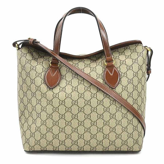 Gucci Beige Brown Pvc Leather Handbag Shoulder Bag ()
