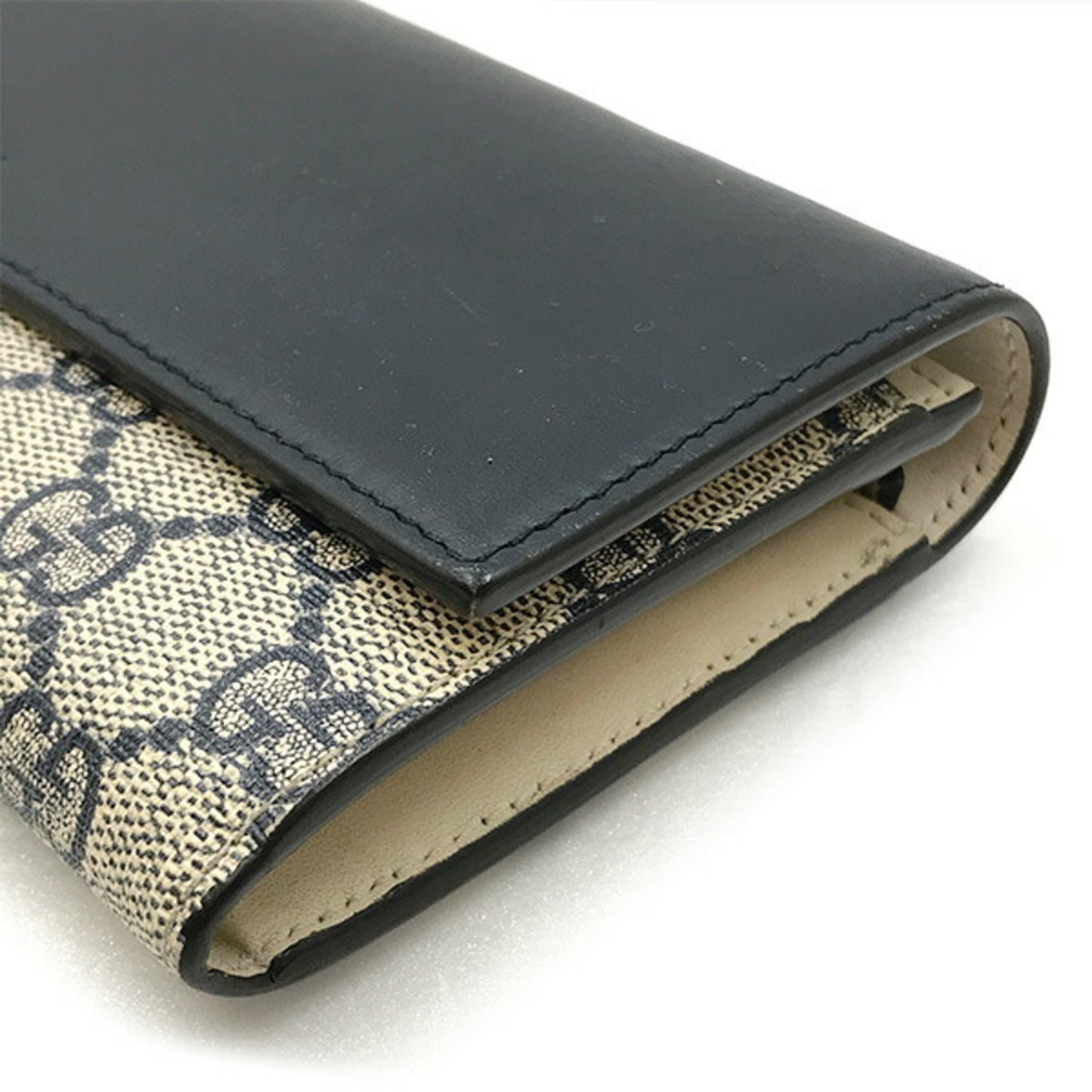 Gucci Navy Pvc Long Bill Wallet (Bi-Fold)