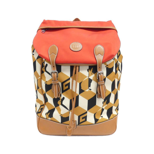 Gucci Beige Red Color Nylon Leather Backpack ()