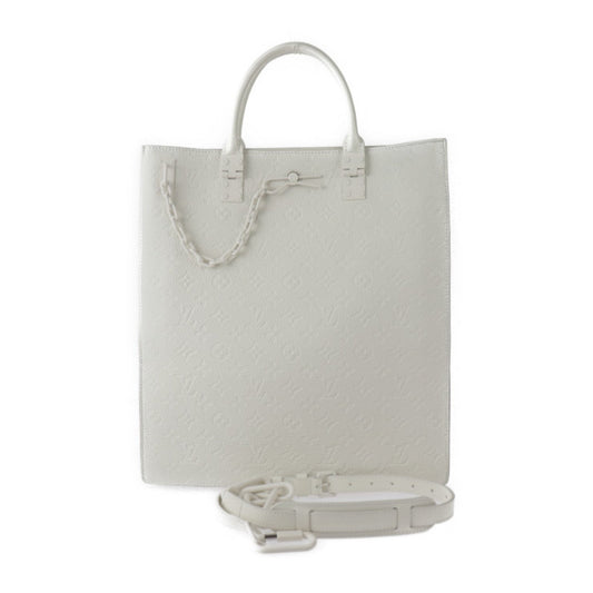 Louis Vuitton White Leather Handbag Shoulder Bag Tote Bag ()