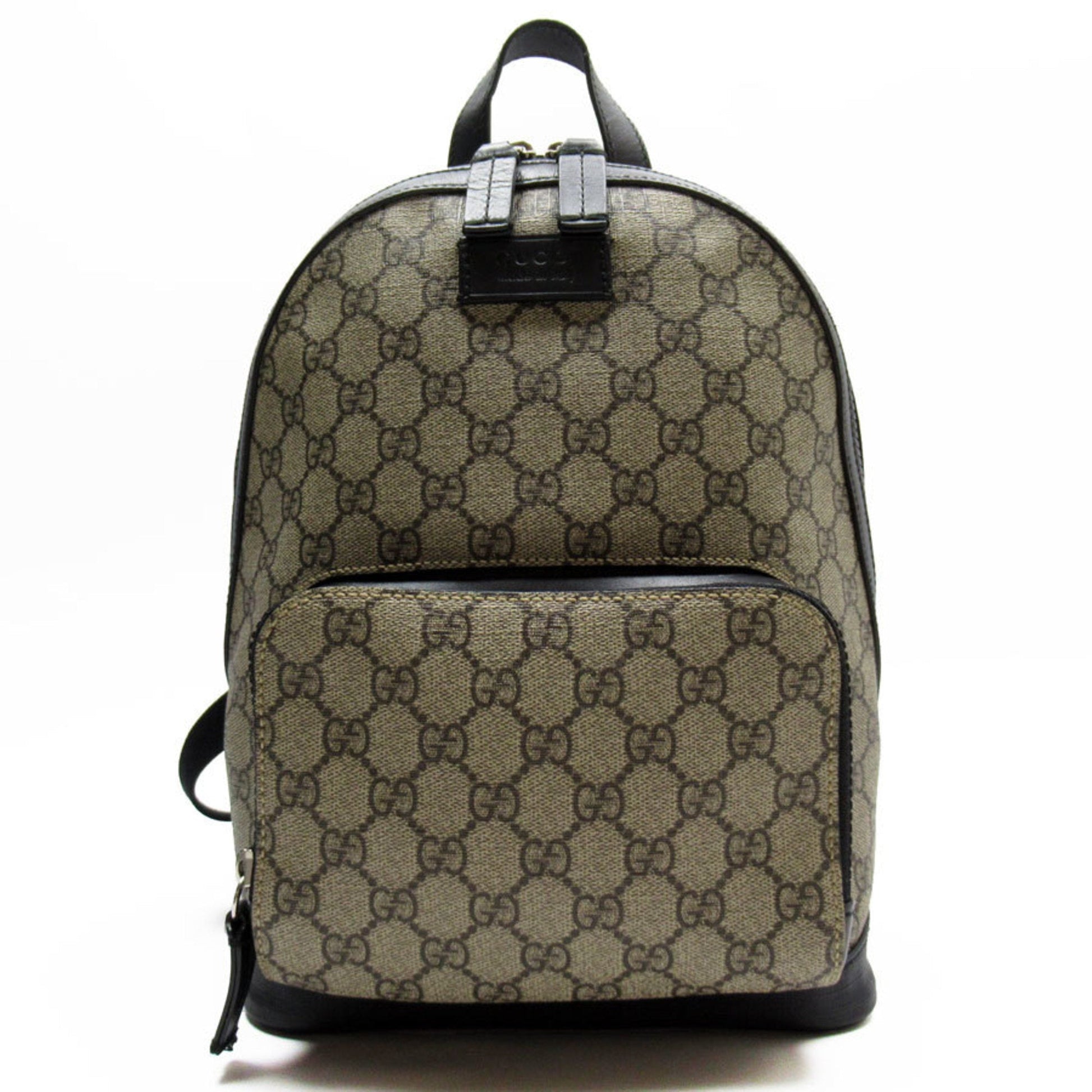 Gucci Beige Black Brown Pvc Leather Canvas Backpack ()