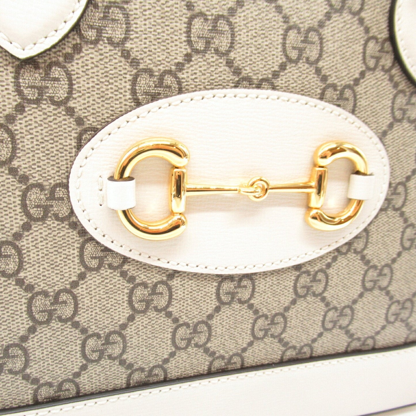 Gucci Beige White Coated Canvas Leather Shoulder Bag
