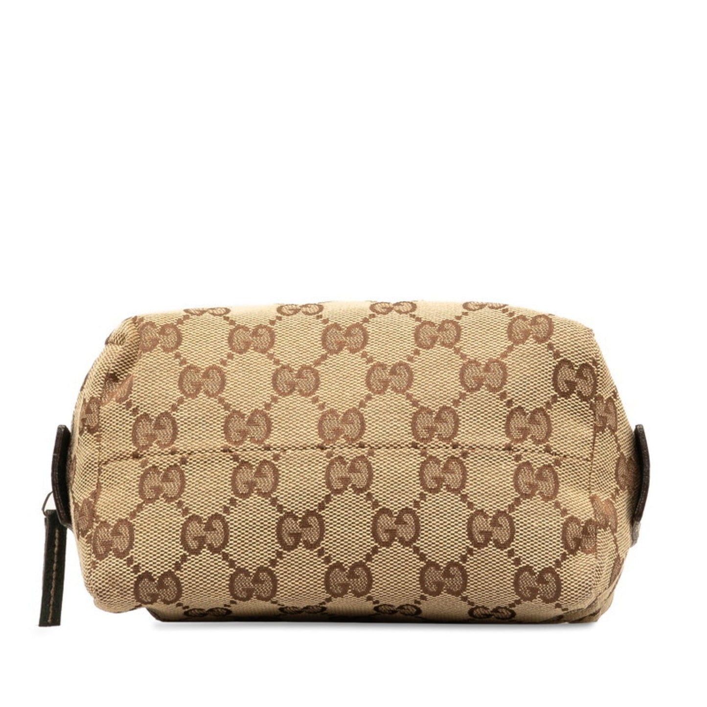 Gucci Gg Canvas Beige Green Canvas Leather Pouch