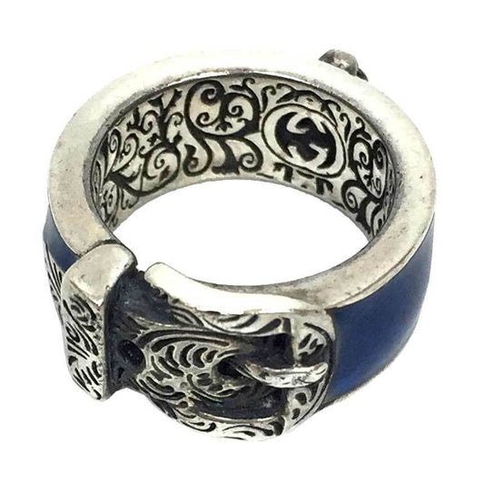 Gucci Blue Silver 925 Band Ring ()