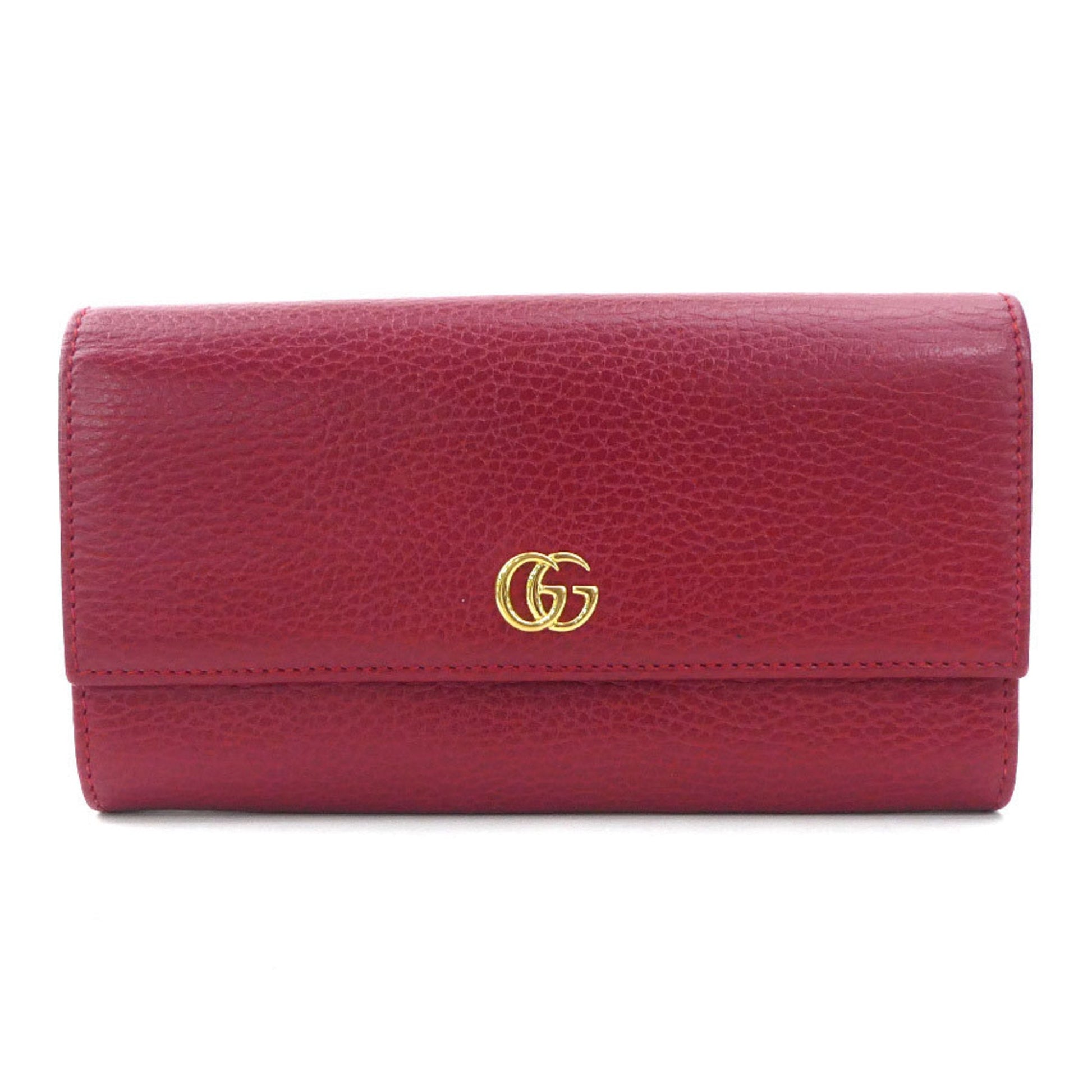Gucci Red Color Leather Long Wallet (Bi-Fold) ()