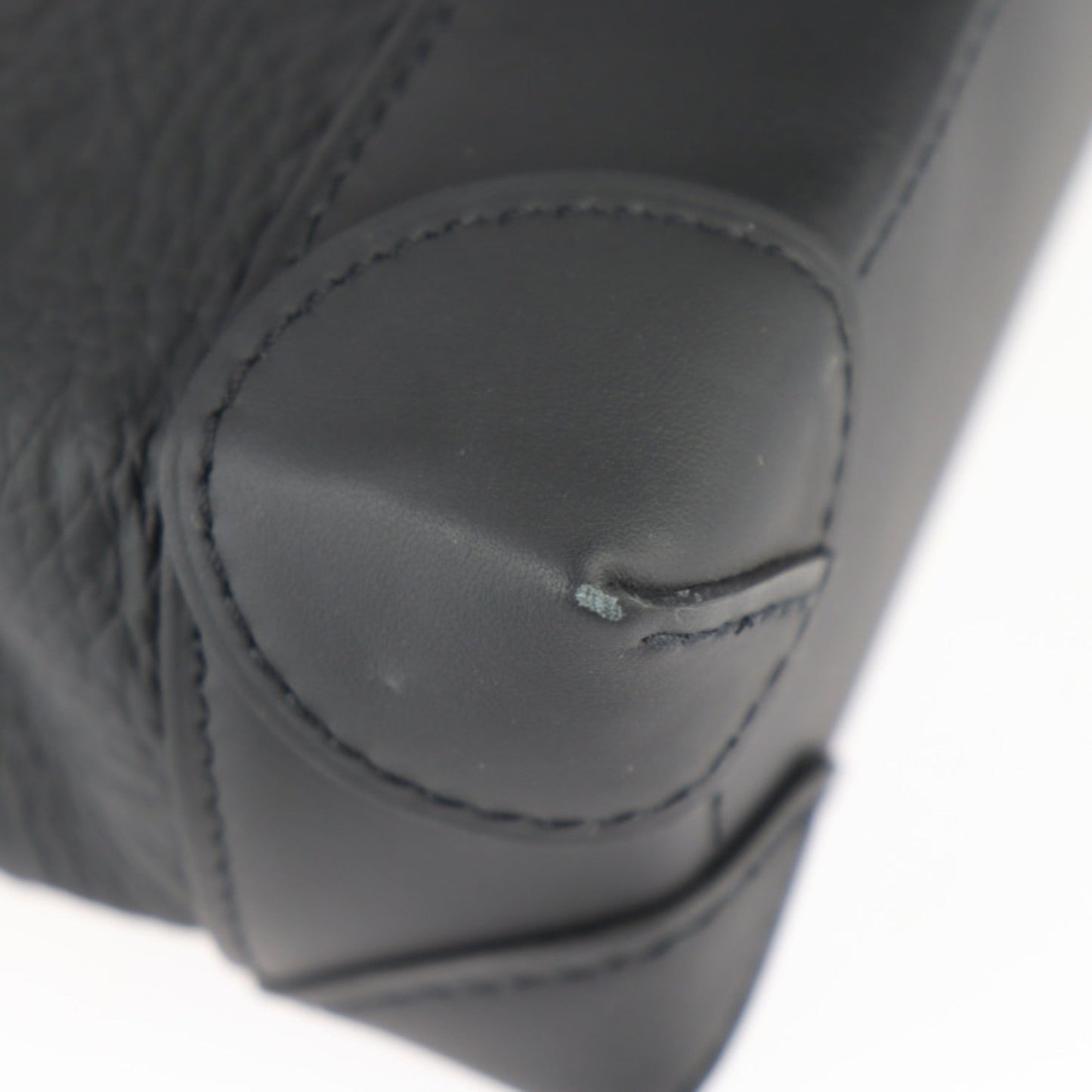 Louis Vuitton Black Leather Handbag Shoulder Bag Tote Bag