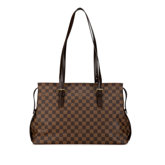Louis Vuitton Brown Pvc Leather Shoulder Bag Tote Bag ()