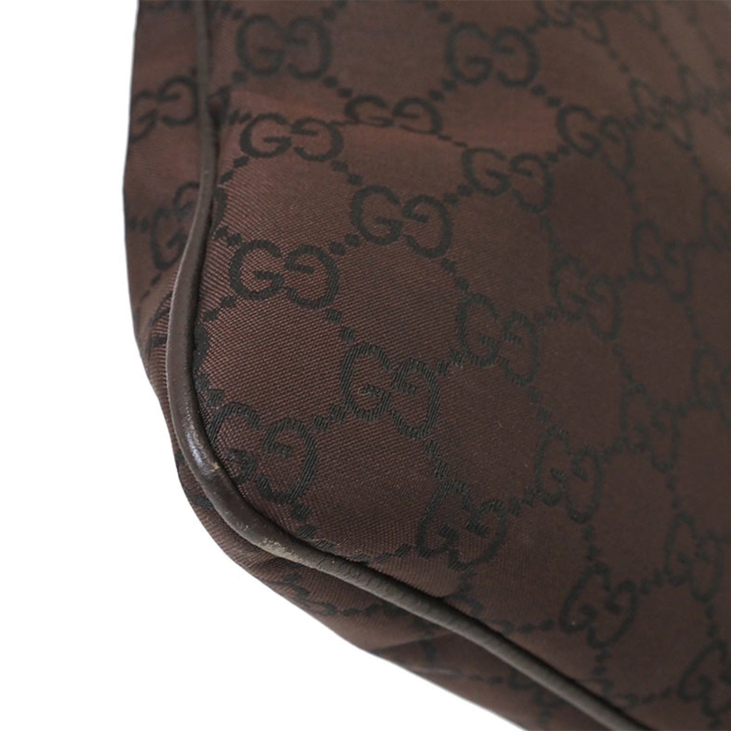Gucci Brown Nylon Leather Shoulder Bag