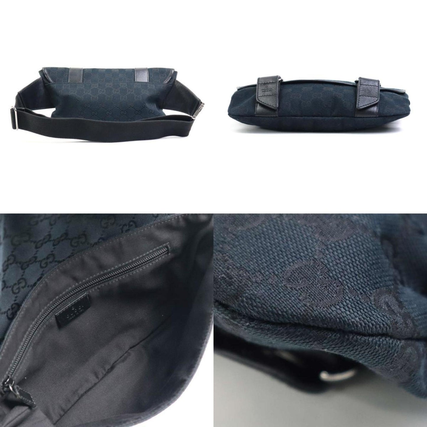 Gucci Black Canvas Leather Sling Bag