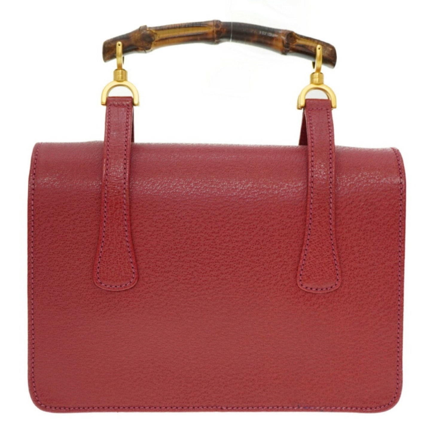 Gucci Bamboo Red Color Leather Handbag