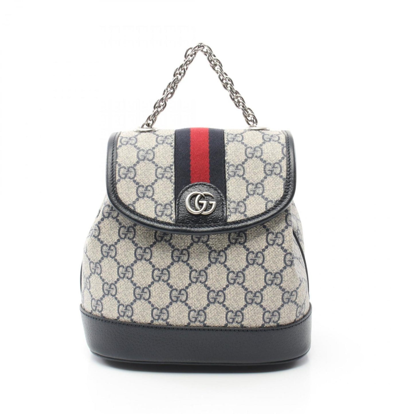Gucci Navy White Pvc Coated Canvas Leather Backpack