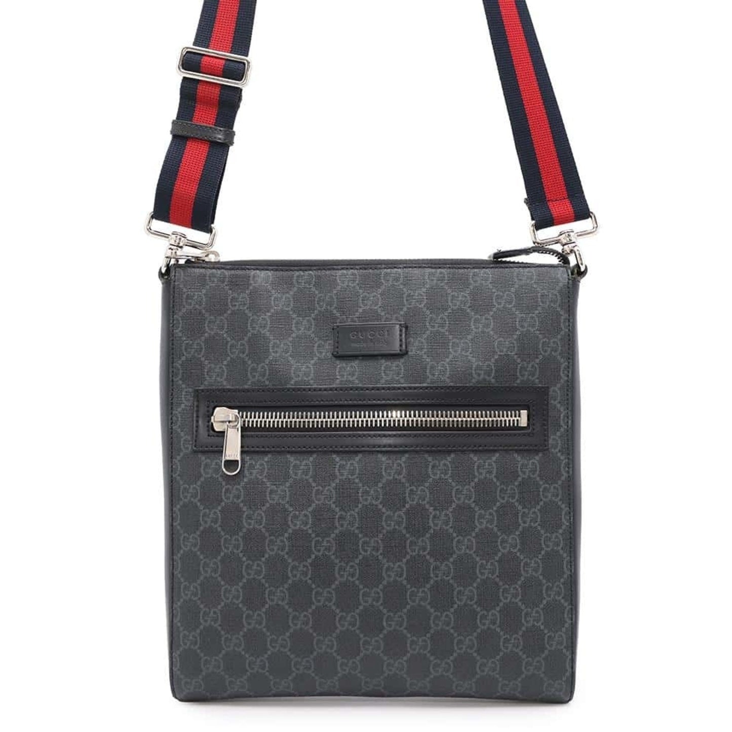 Gucci Black Gg Supreme Leather Messenger Bag Shoulder Bag ()