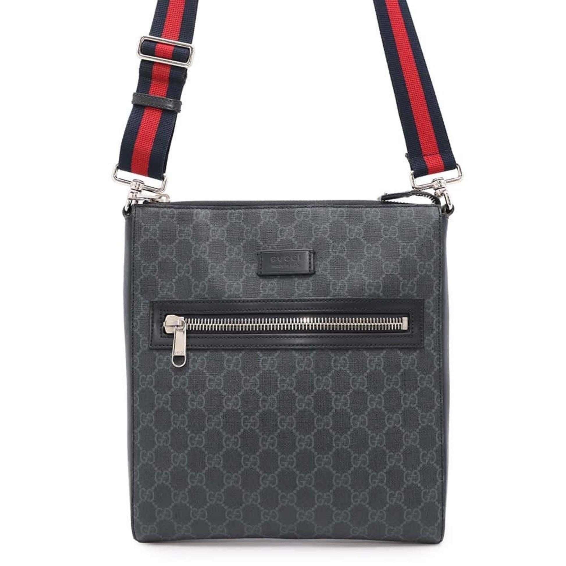 Gucci Black Gg Supreme Leather Messenger Bag Shoulder Bag ()