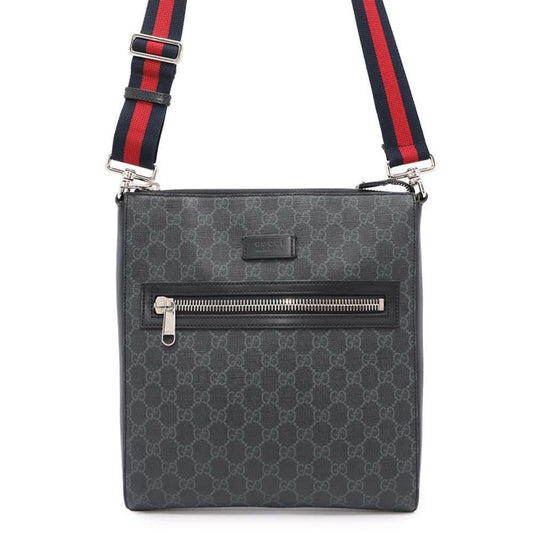 Gucci Black Gg Supreme Leather Messenger Bag Shoulder Bag ()