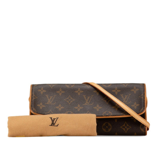 Louis Vuitton Brown Pvc Leather Pochette Shoulder Bag ()